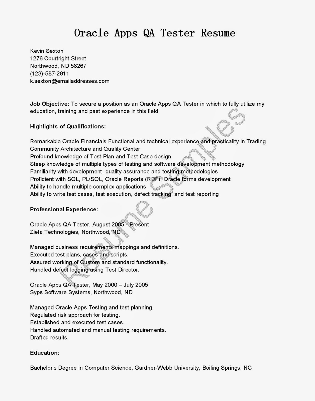 Sample resume for qa qc engineer